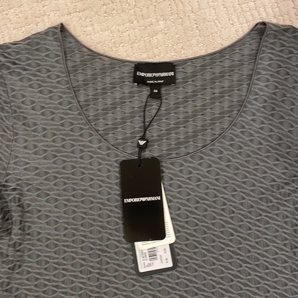 Emporio Armani Gray Jacquard Round Collar T-shirt Sz 36 (US 0), Made in Italy - Picture 9 of 11